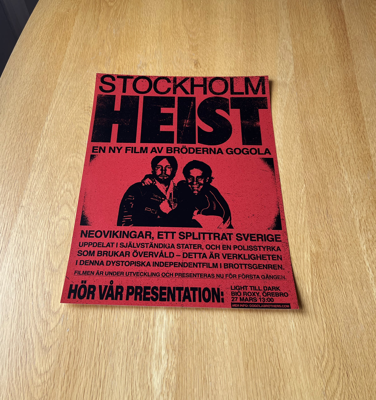 Stockholm Heist Örebro Presentation Poster